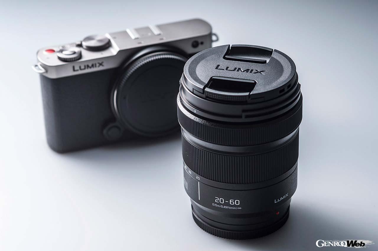 メイン写真は別売りLUMIX S 26mmF8パンケーキレンズを装着。その他20〜60mmの標準ズーム（Kキット）と28〜200mmの高倍率ズーム（Hキット）の2つのレンズキットを用意。