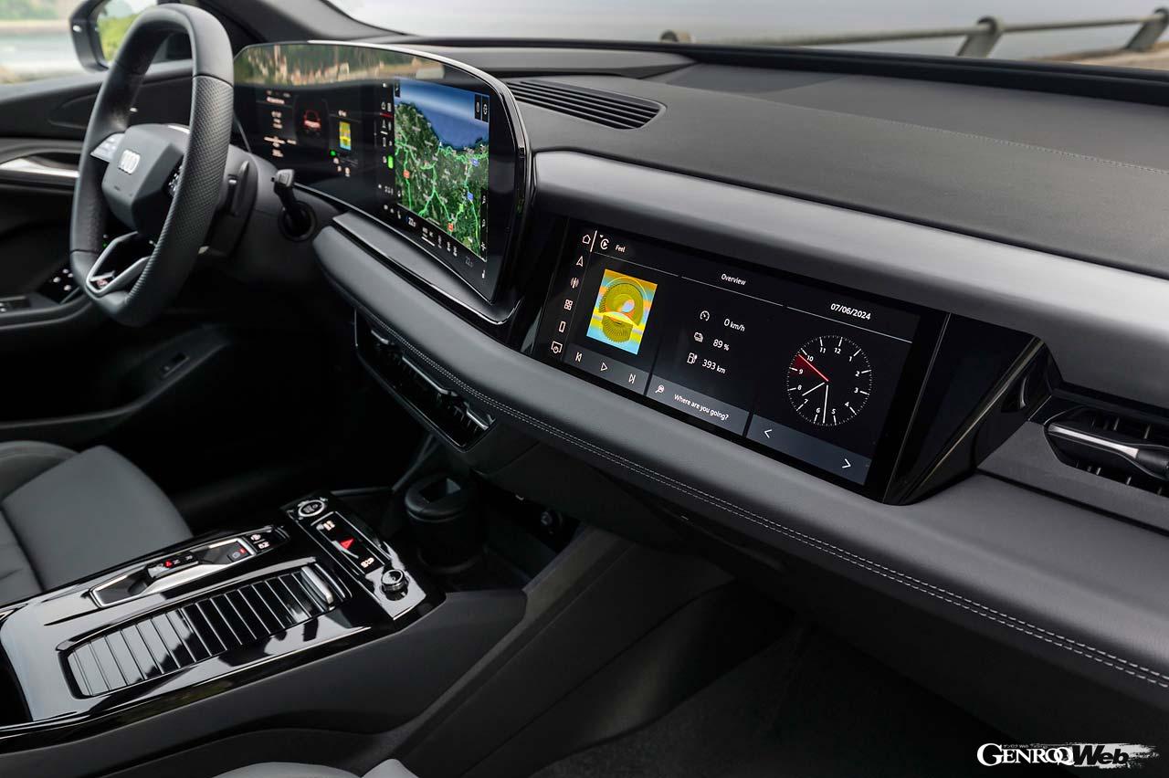 最先端のテクノロジーに敏感なアウディらしく、Q6 e-tronに採用されるスリムな独立型OLEDディスプレイは高精細で視認性に優れている。操作性にも優れているので、ドライバーは迷うことなく使いこなすことができるだろう。運転席からは視認できない助手席前の10.9インチパッセンジャーディスプレイは実にグッドアイディア！