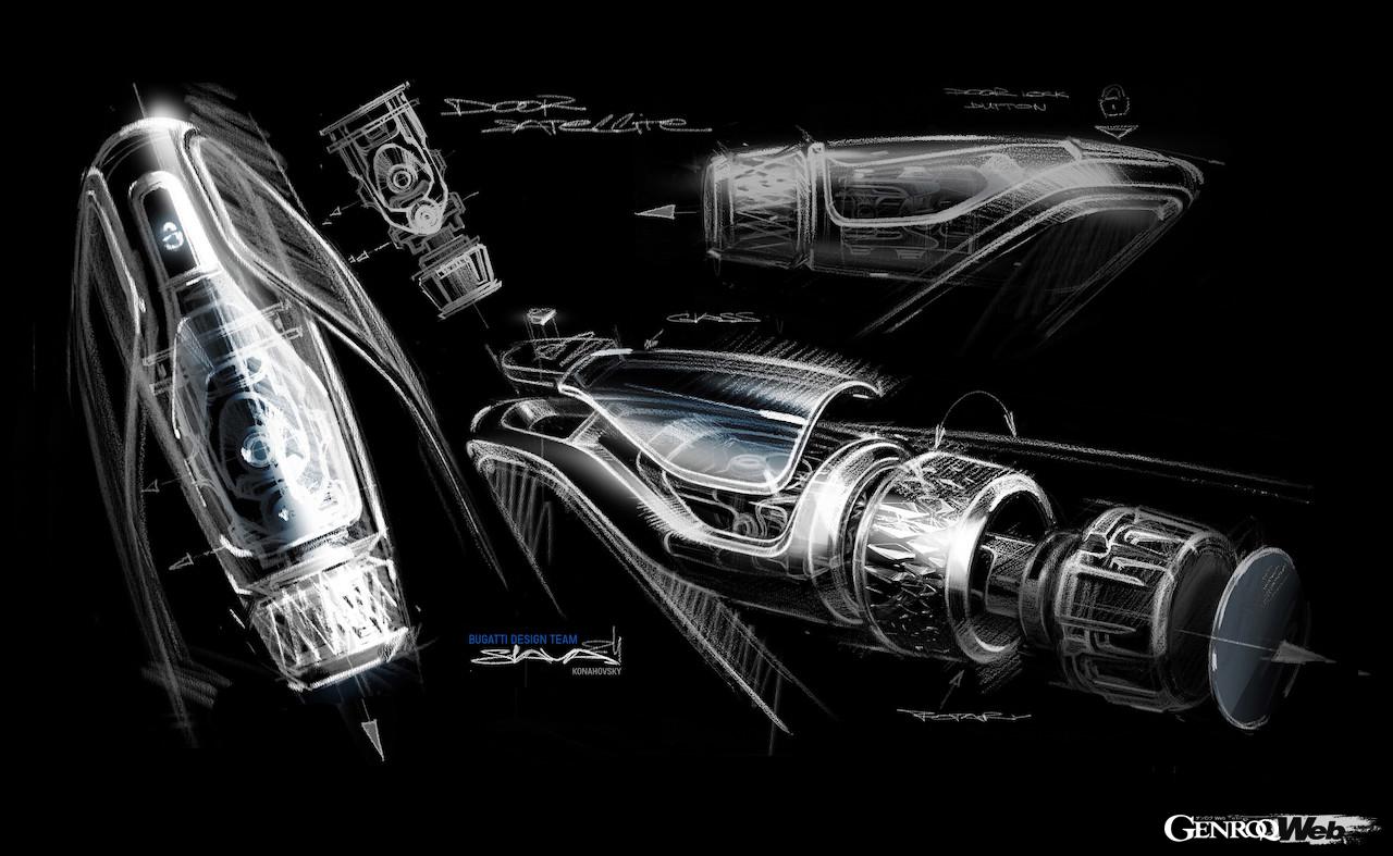 タイムピースからインスピレーションを得た、「ブガッティ トゥールビヨン」のインテリア。