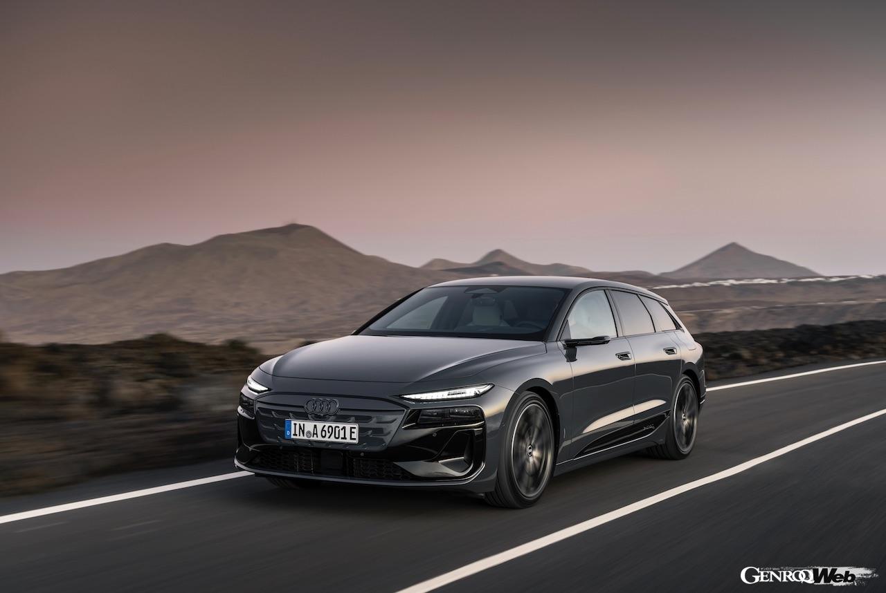 新型「アウディ A6 アバント e-tron」の走行シーン。