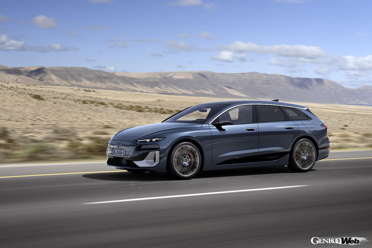 新型「アウディ S6 アバント e-tron」の走行シーン。