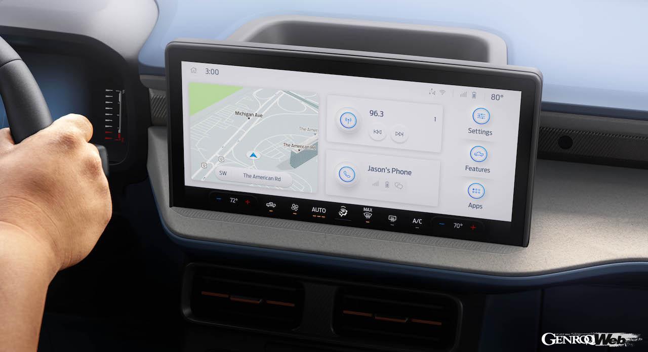 コンパクトピックアップ「フォード マーベリック」の2025年モデルから導入された、13.2インチ・タッチスクリーン。