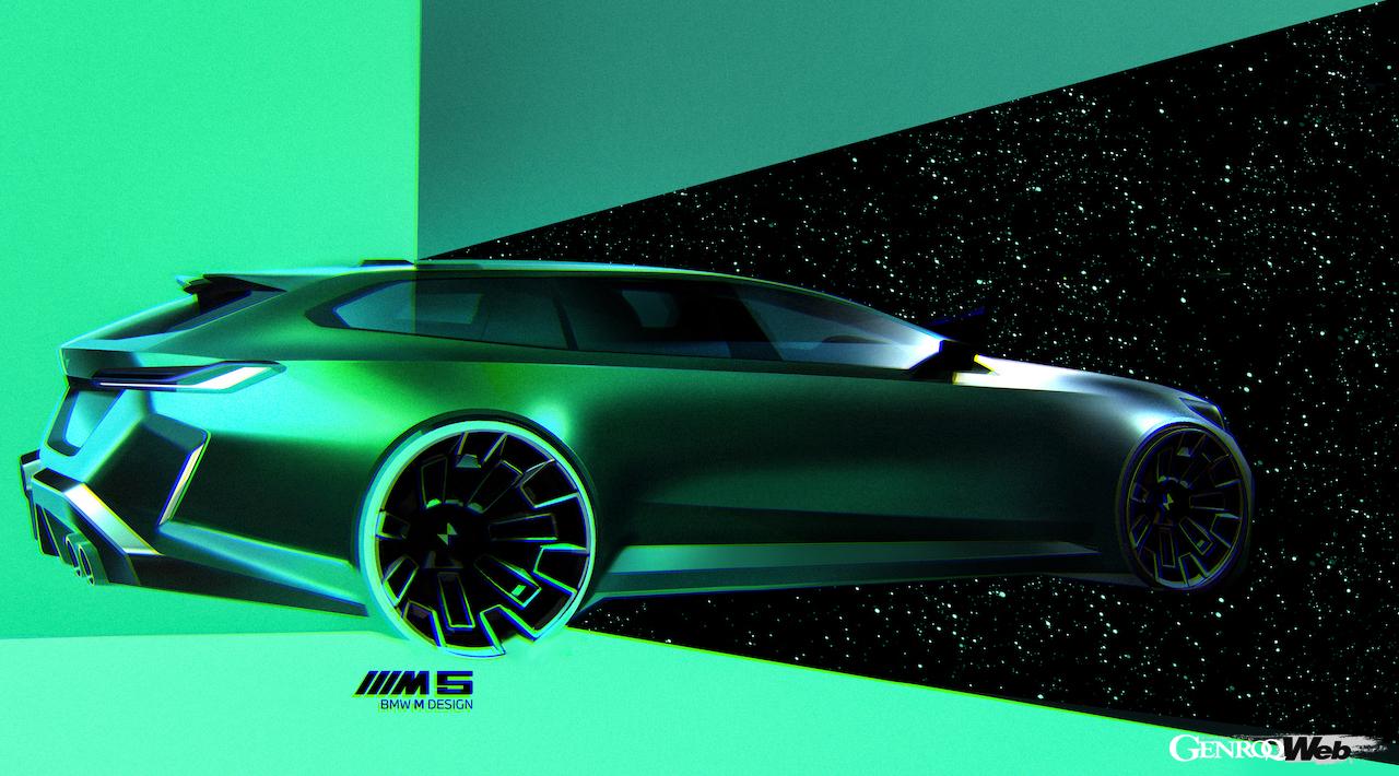 新型「BMW M5 ツーリング」のデザインスケッチ。