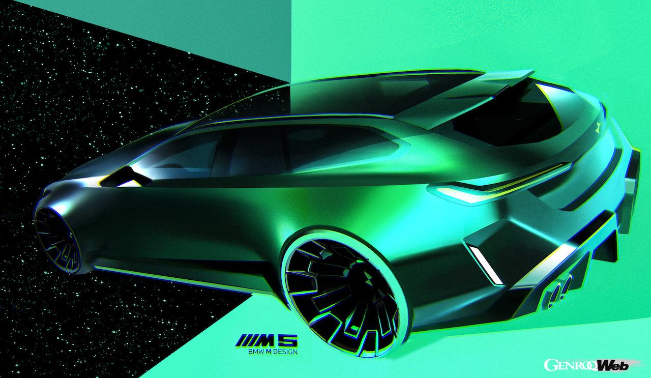 新型「BMW M5 ツーリング」のデザインスケッチ。