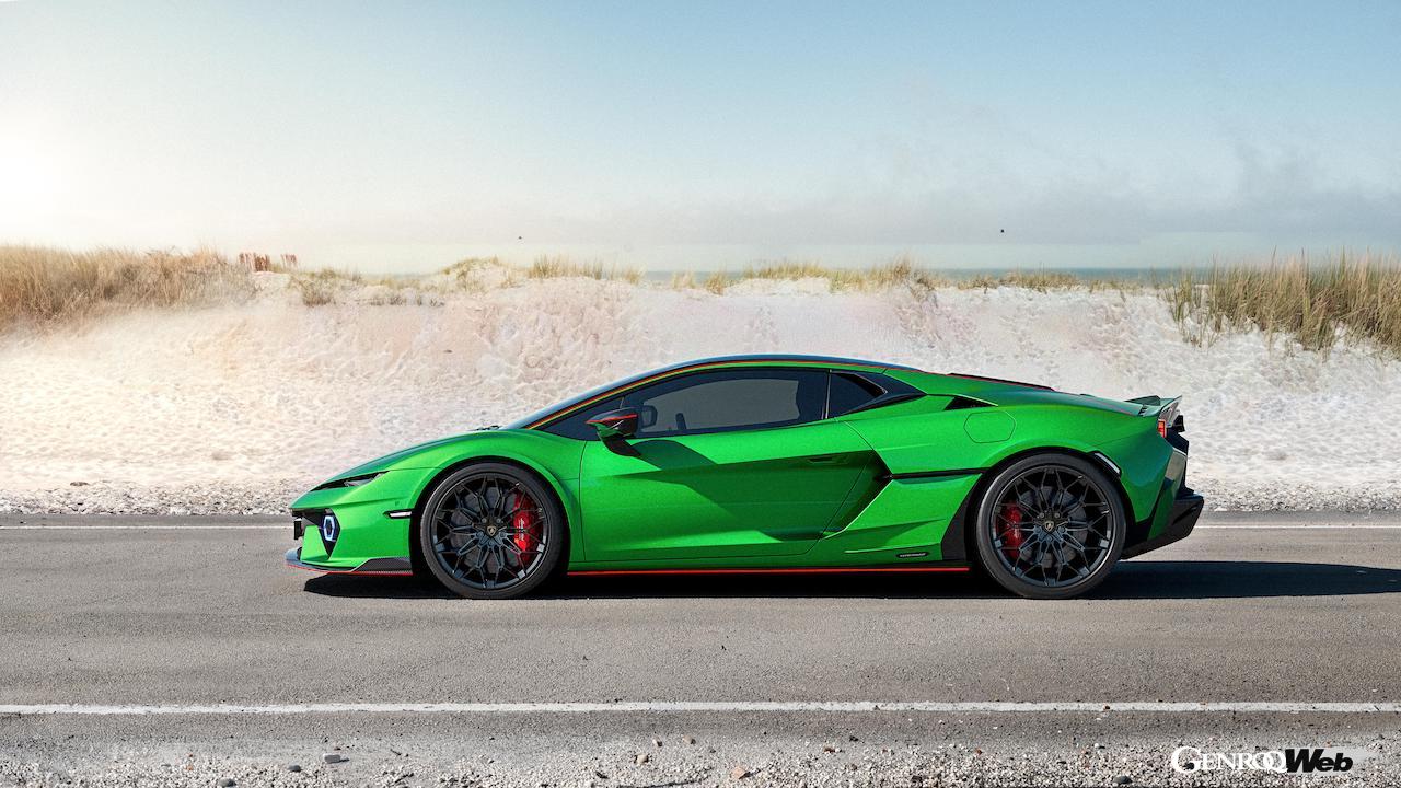 ハイブリッドパワートレインを搭載する「ランボルギーニ テメラリオ」のエクステリア。