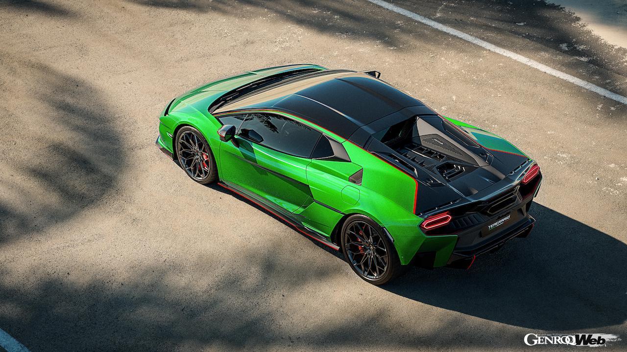 ハイブリッドパワートレインを搭載する「ランボルギーニ テメラリオ」のエクステリア。