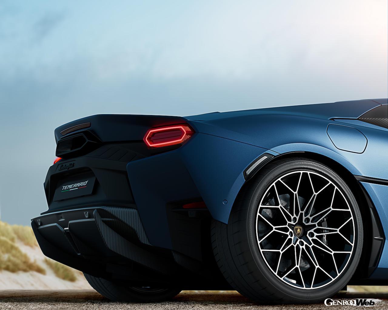 ハイブリッドパワートレインを搭載する「ランボルギーニ テメラリオ」のエクステリア。