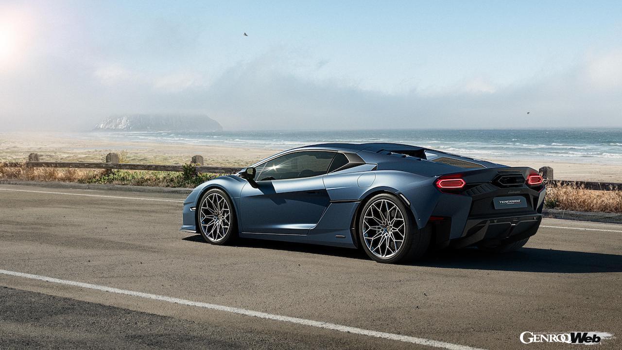 ハイブリッドパワートレインを搭載する「ランボルギーニ テメラリオ」のエクステリア。