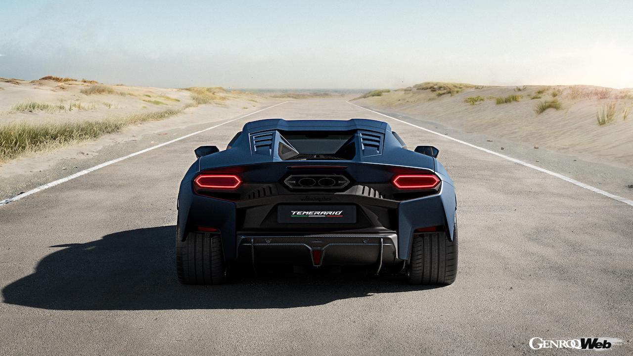 ハイブリッドパワートレインを搭載する「ランボルギーニ テメラリオ」のエクステリア。