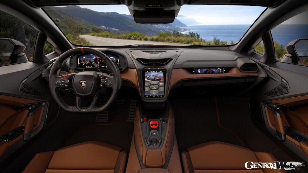ハイブリッドパワートレインを搭載する「ランボルギーニ テメラリオ」のコクピット。