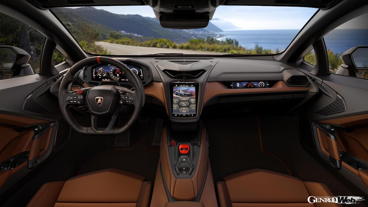 ハイブリッドパワートレインを搭載する「ランボルギーニ テメラリオ」のコクピット。