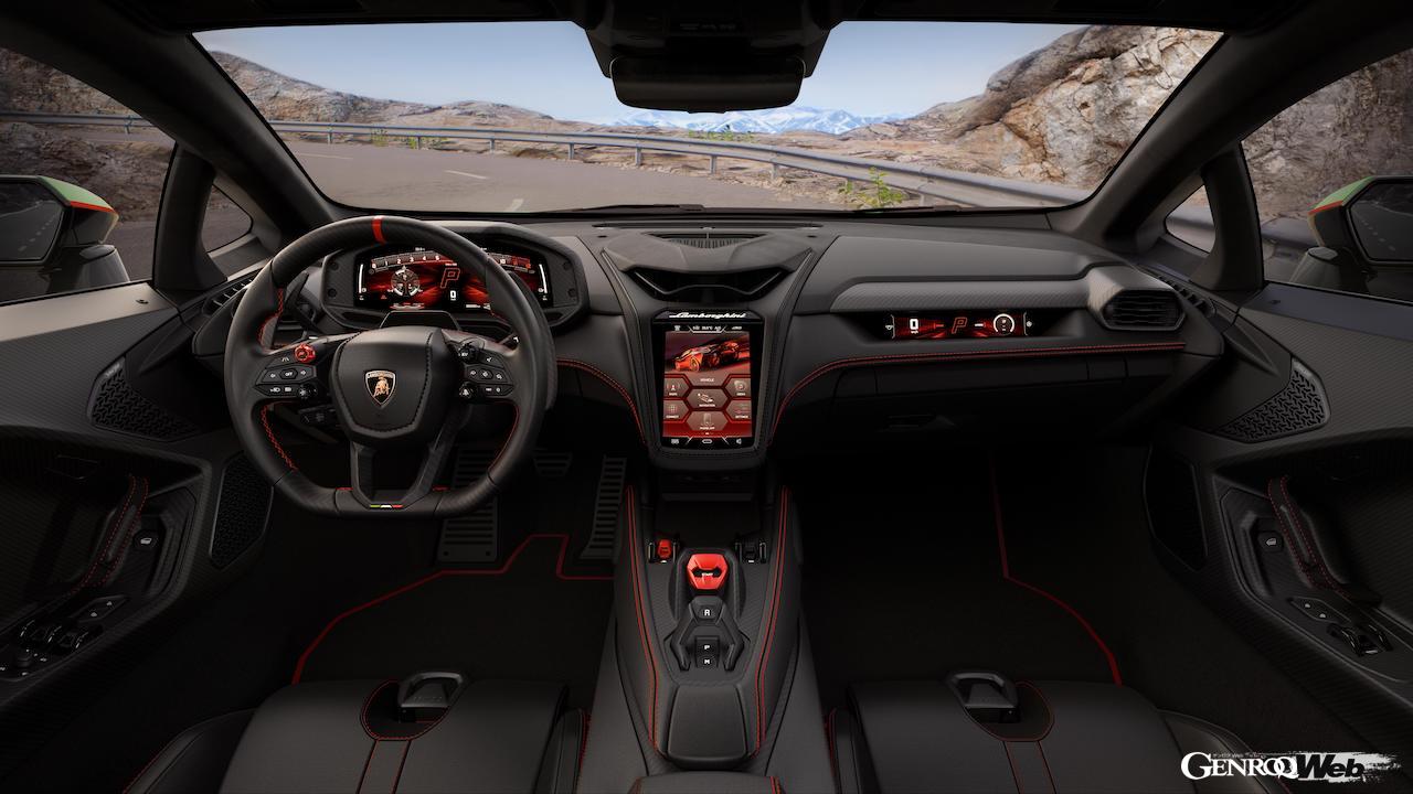 ハイブリッドパワートレインを搭載する「ランボルギーニ テメラリオ」のコクピット。