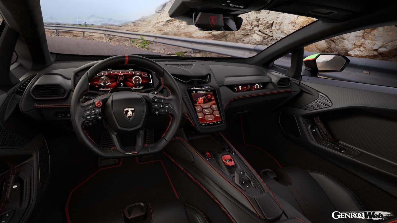 ハイブリッドパワートレインを搭載する「ランボルギーニ テメラリオ」のコクピット。