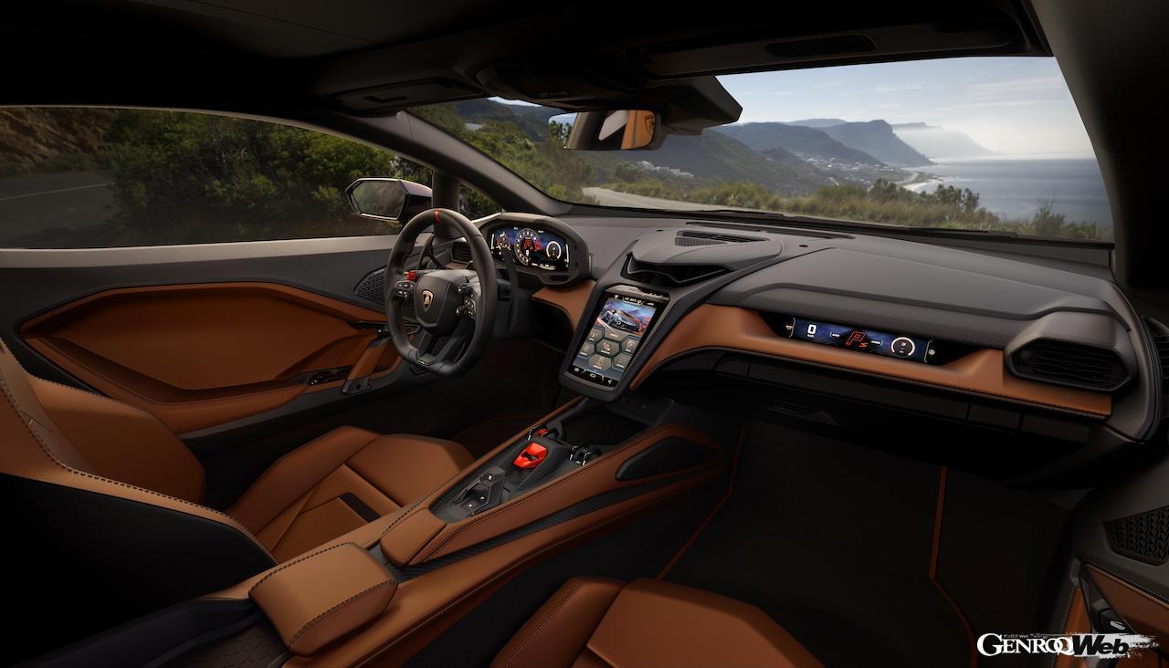 ハイブリッドパワートレインを搭載する「ランボルギーニ テメラリオ」のコクピット。