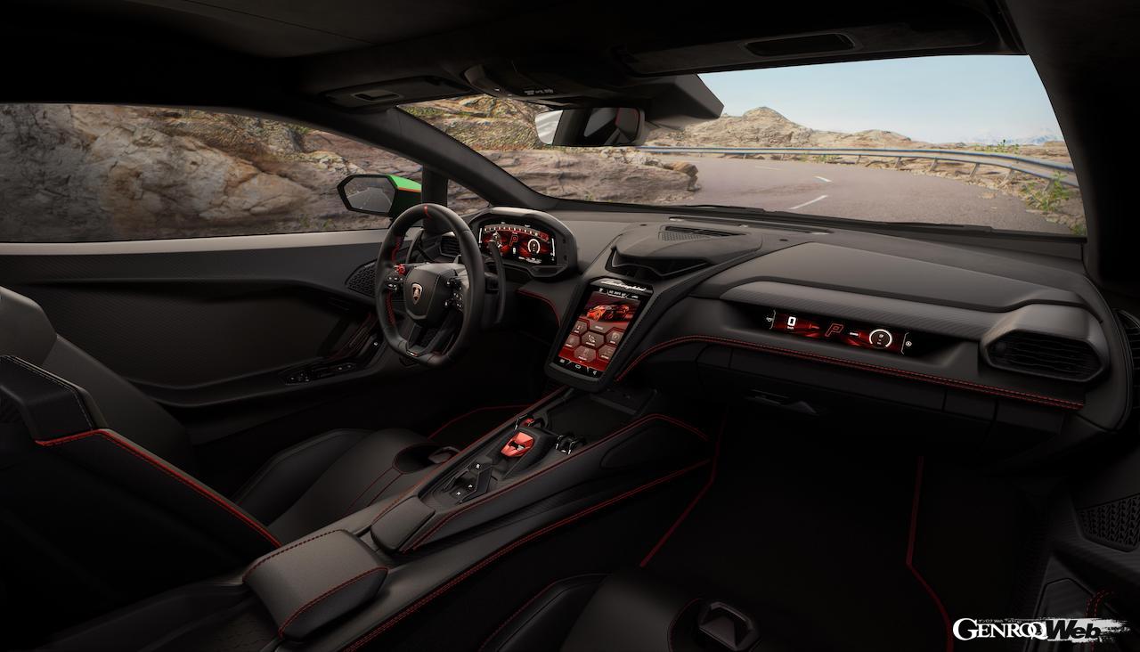 ハイブリッドパワートレインを搭載する「ランボルギーニ テメラリオ」のコクピット。