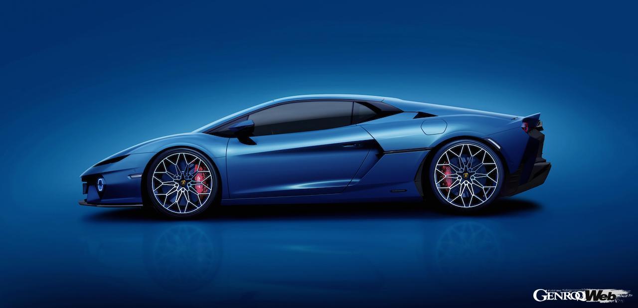 ハイブリッドパワートレインを搭載する「ランボルギーニ テメラリオ」のエクステリア。