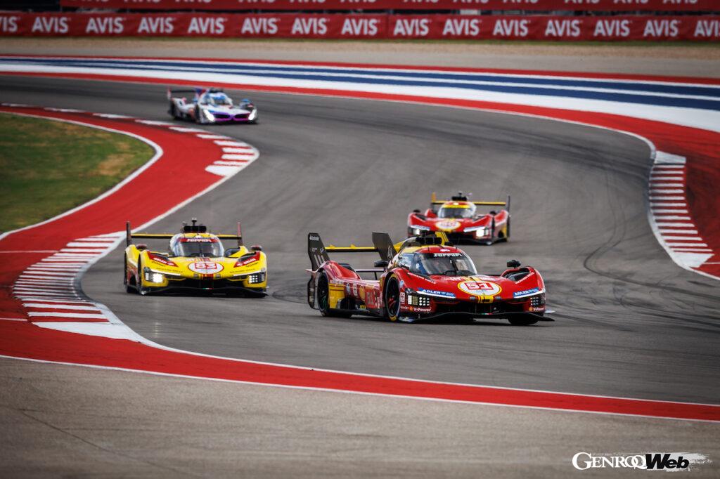 スタートから90分の段階で、フェラーリ 499Pがトップ3を独占。しかし、首位を走行していた51号車のジョビナッツィがGTマシンと接触、リタイアを余儀なくされてしまう。