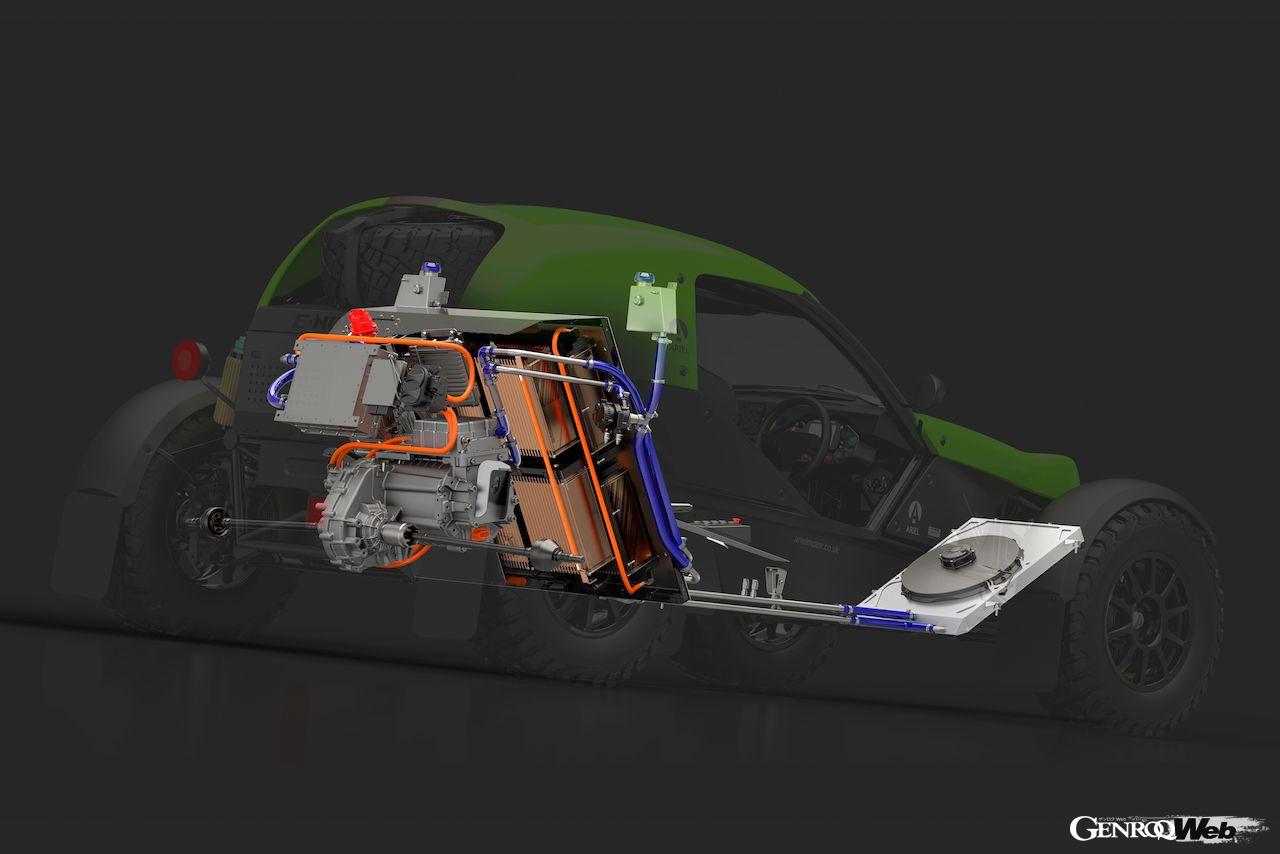 アリエル E-ノマド用に、ロックフォート・エンジニアリングが開発したリチウムイオン・バッテリーシステムは、ICE仕様にそまま搭載できる自己完結型となっている。