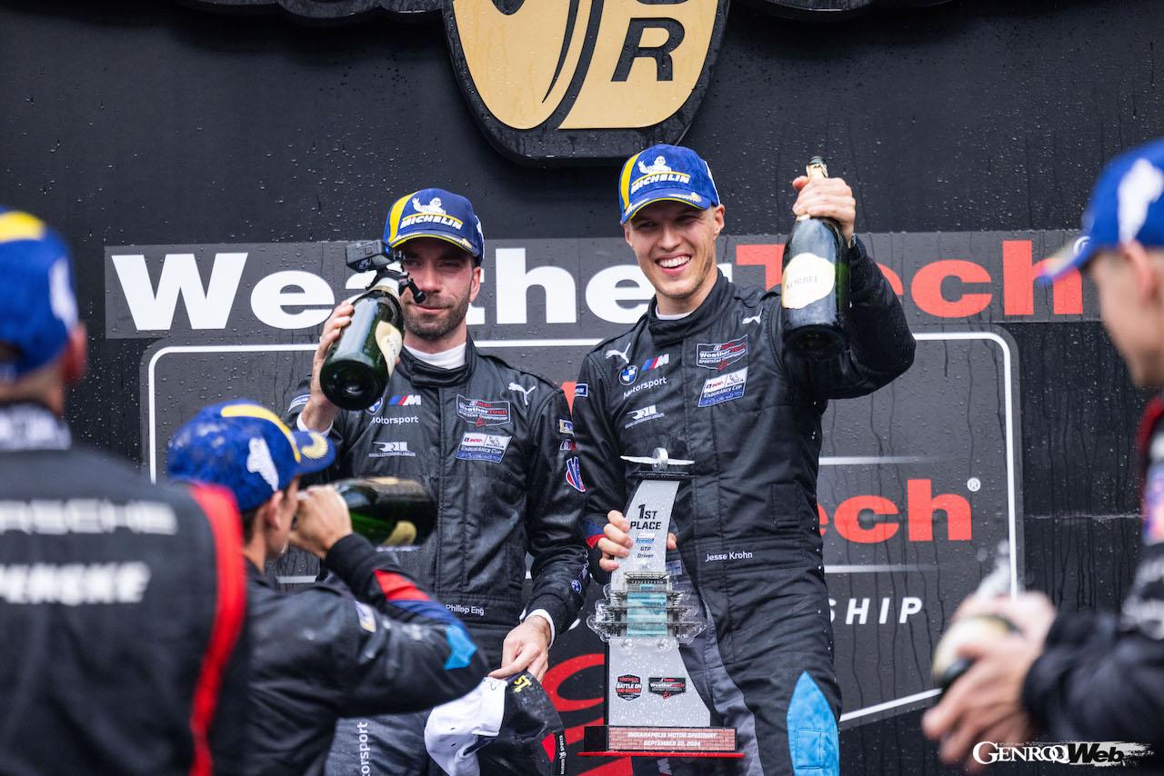 昨シーズンの第5戦「ワトキンズ・グレン6時間レース」以来の2勝目をマークしたBMW M ハイブリッド V8。24号車をドライブしたエングとクローンにとっては、待望のGTPクラス初勝利となった。