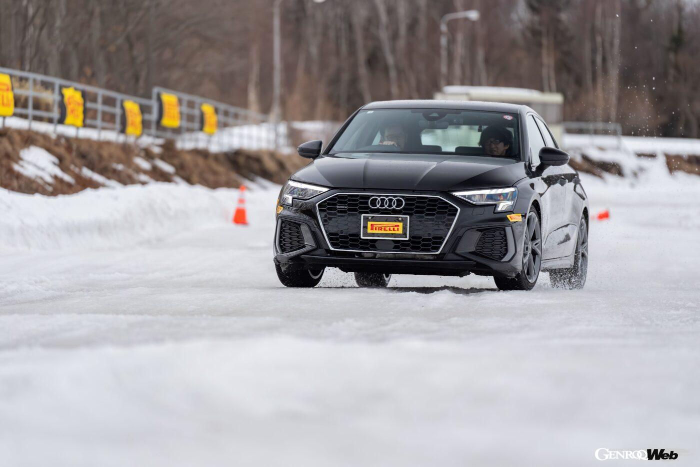 雪上でのトラクションのかかり方やブレーキング性能はお見事。全サイズとも欧州タイヤラベリン グのウエットグリップ最高評価「A」を取得している。