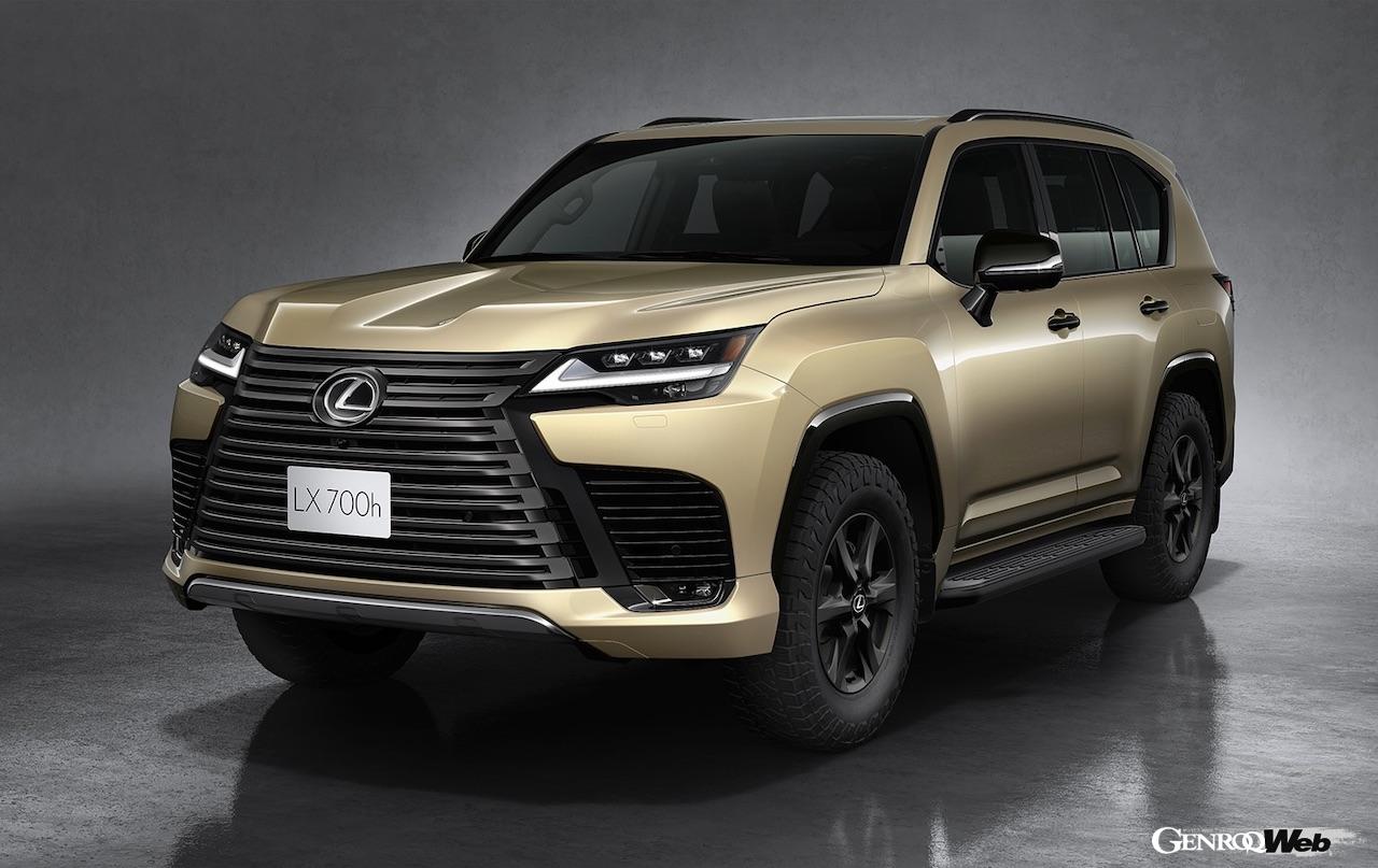 一部改良を実施し、新開発のハイブリッドパワートレインを搭載した「レクサス LX700h」のエクステリア。