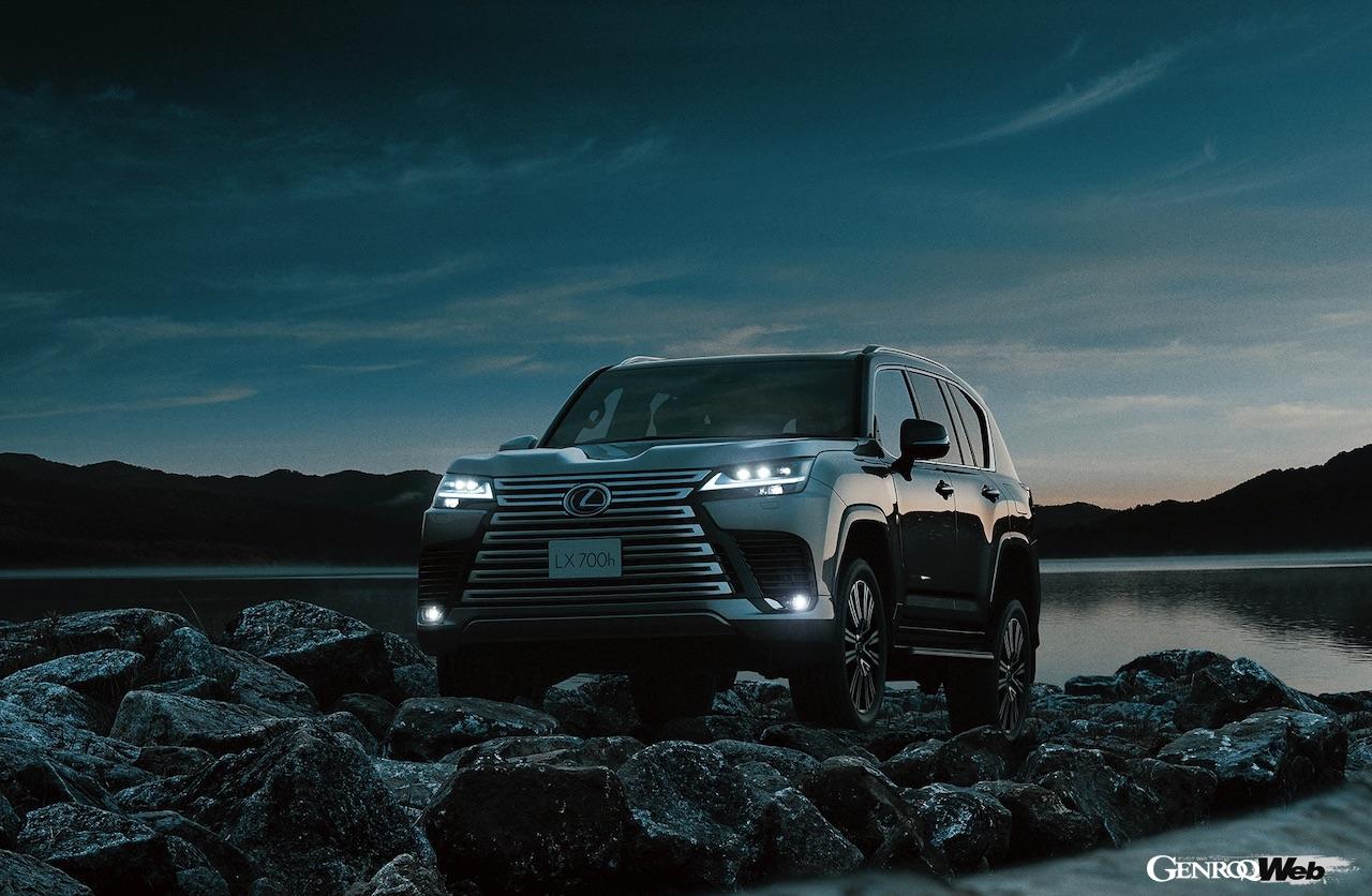 一部改良を実施し、新開発のハイブリッドパワートレインを搭載した「レクサス LX700h」のエクステリア。