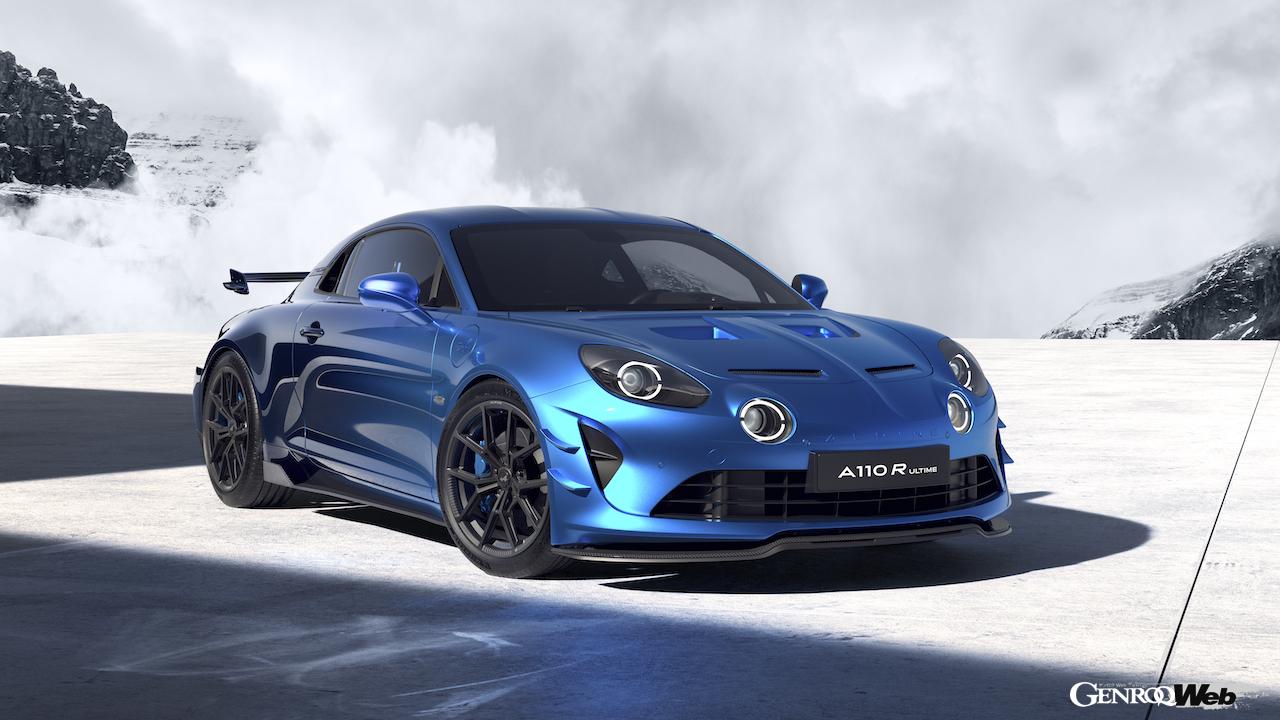 110台のみが限定販売される「アルピーヌ A110 R ウルティム」のエクステリア。