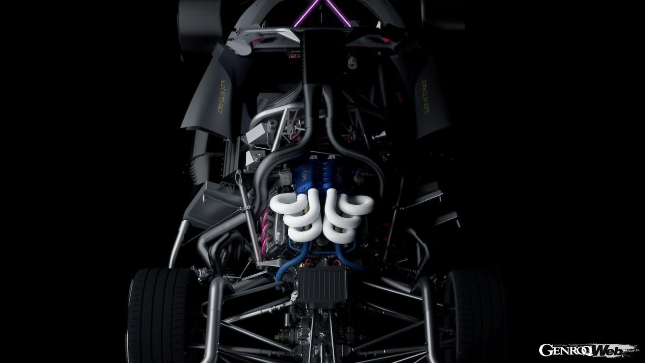 「アルピーヌ アルペングロー Hy6」に搭載された3.5リッターV型6気筒「Hy6」水素ツインターボエンジン。