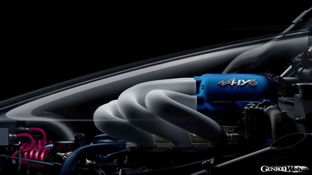 「アルピーヌ アルペングロー Hy6」に搭載された3.5リッターV型6気筒「Hy6」水素ツインターボエンジン。