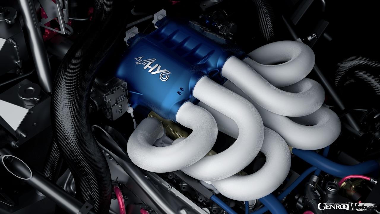 「アルピーヌ アルペングロー Hy6」に搭載された3.5リッターV型6気筒「Hy6」水素ツインターボエンジン。