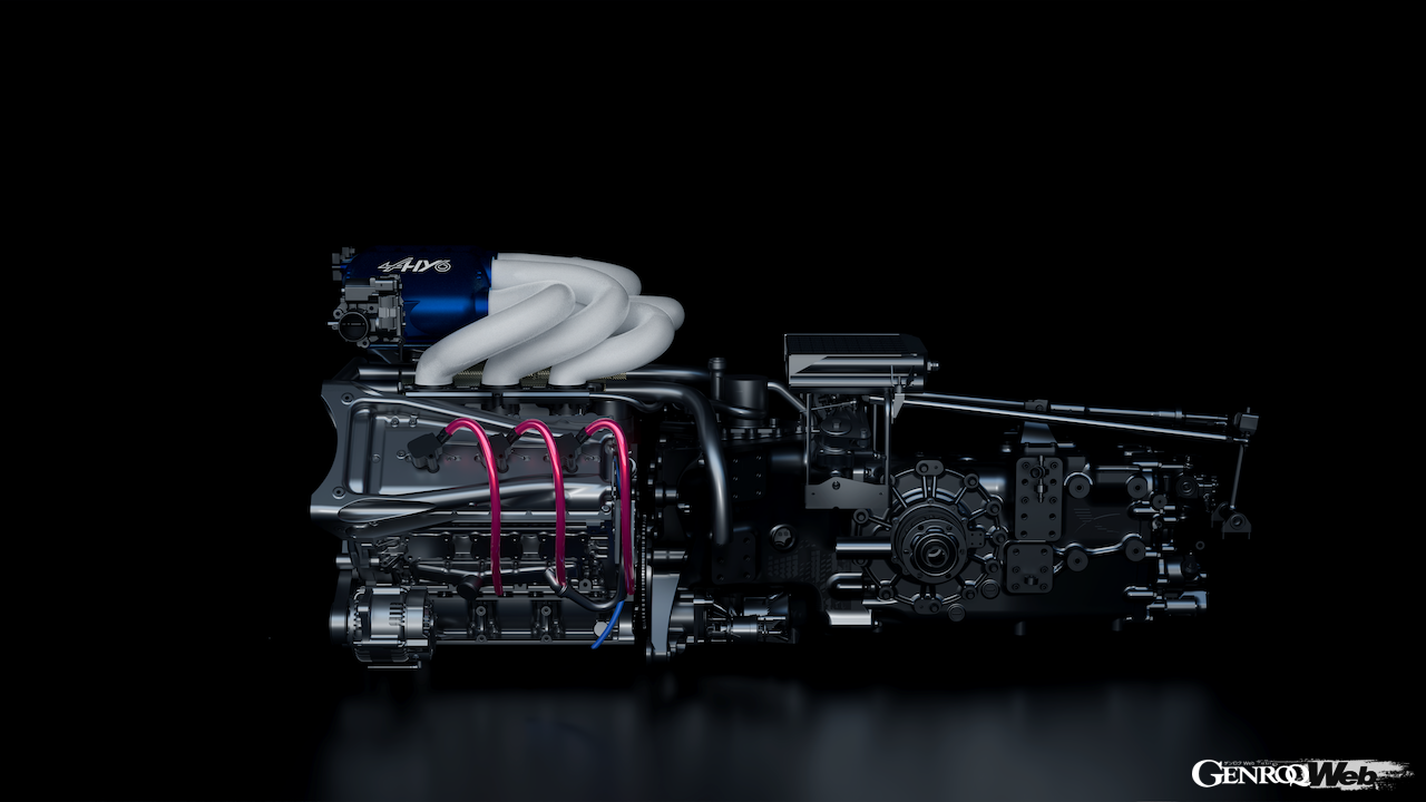 「アルピーヌ アルペングロー Hy6」に搭載された3.5リッターV型6気筒「Hy6」水素ツインターボエンジン。