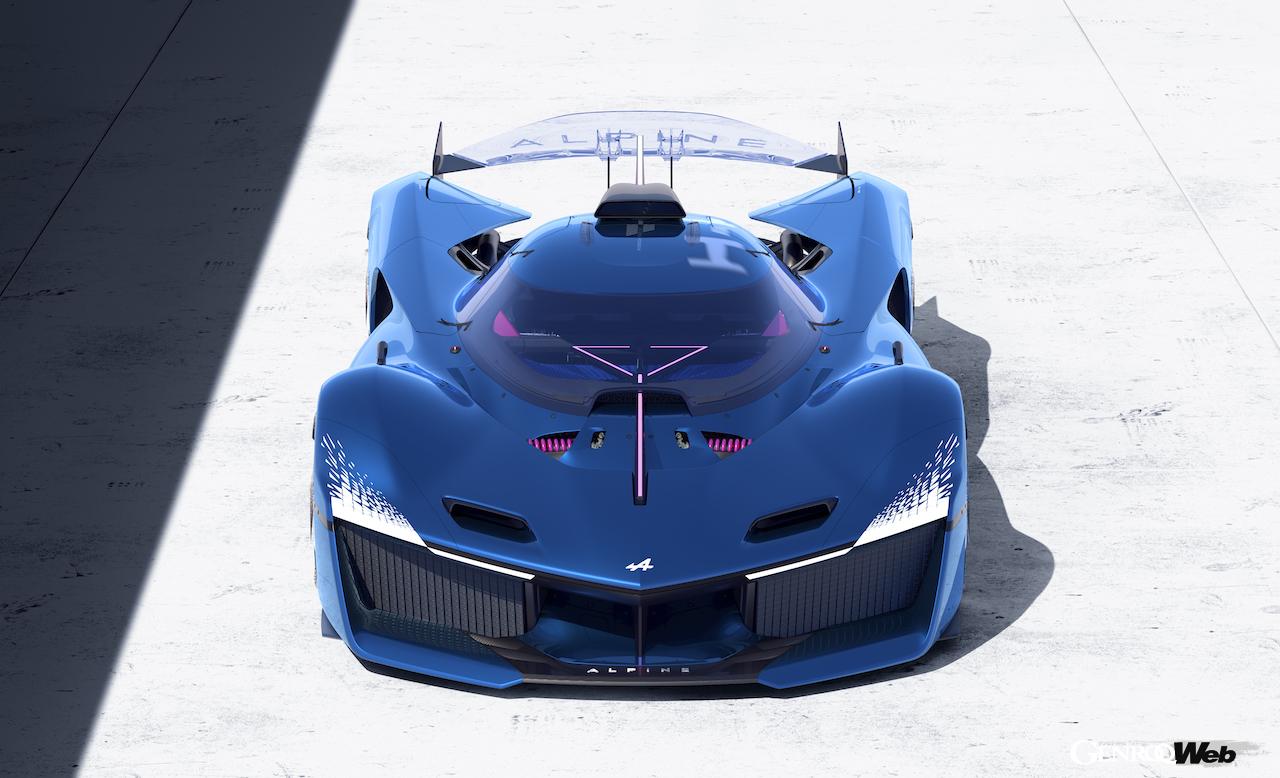 水素パワートレイン搭載レーシングコンセプト「アルピーヌ アルペングロー Hy6」のエクステリア。