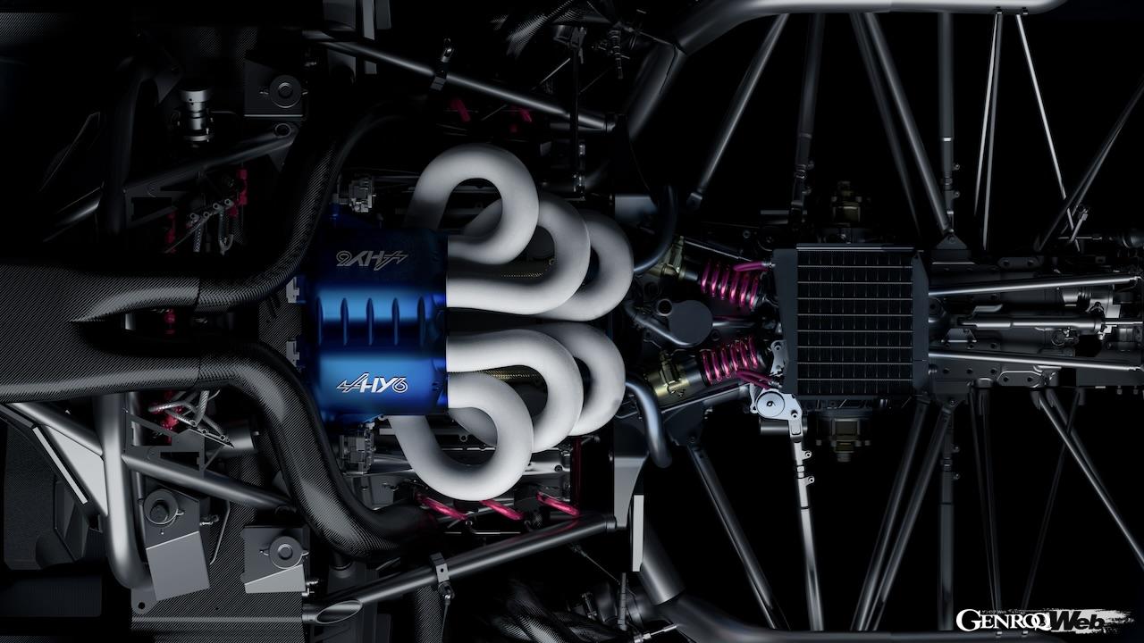 「アルピーヌ アルペングロー Hy6」に搭載された3.5リッターV型6気筒「Hy6」水素ツインターボエンジン。