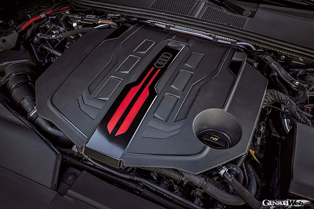 S5の3.0リッターV6ターボ。ターボは可変タービンジオメトリー（VTG）タイプ。欧州では2019年以降、S4/S5は専用の3.0リッターV6ターボディーゼルだったが、新型ではガソリンが復活した。