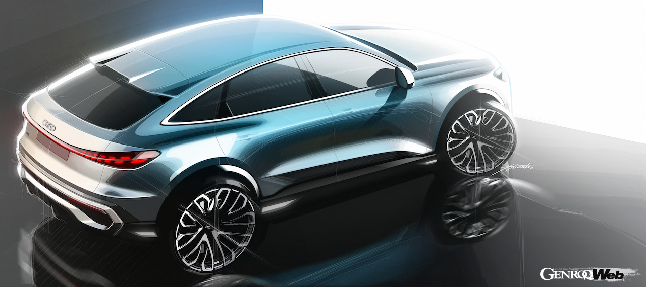 新型「アウディ Q5 スポーツバック」のデザインスケッチ。