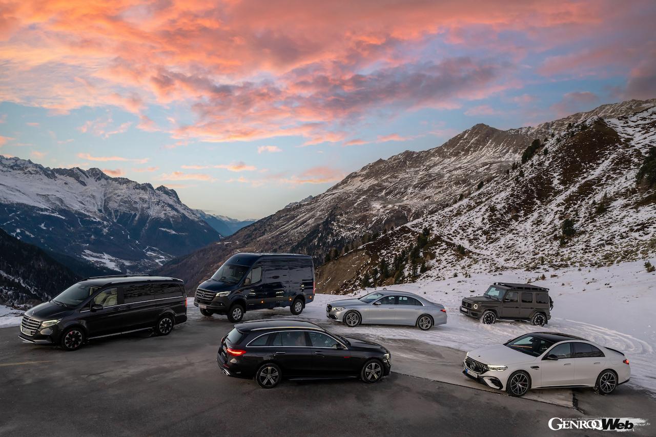 オーストリアのエッツタールで開催された雪上イベントに、現行メルセデス・ベンツの「4MATIC」搭載モデルが集められた。
