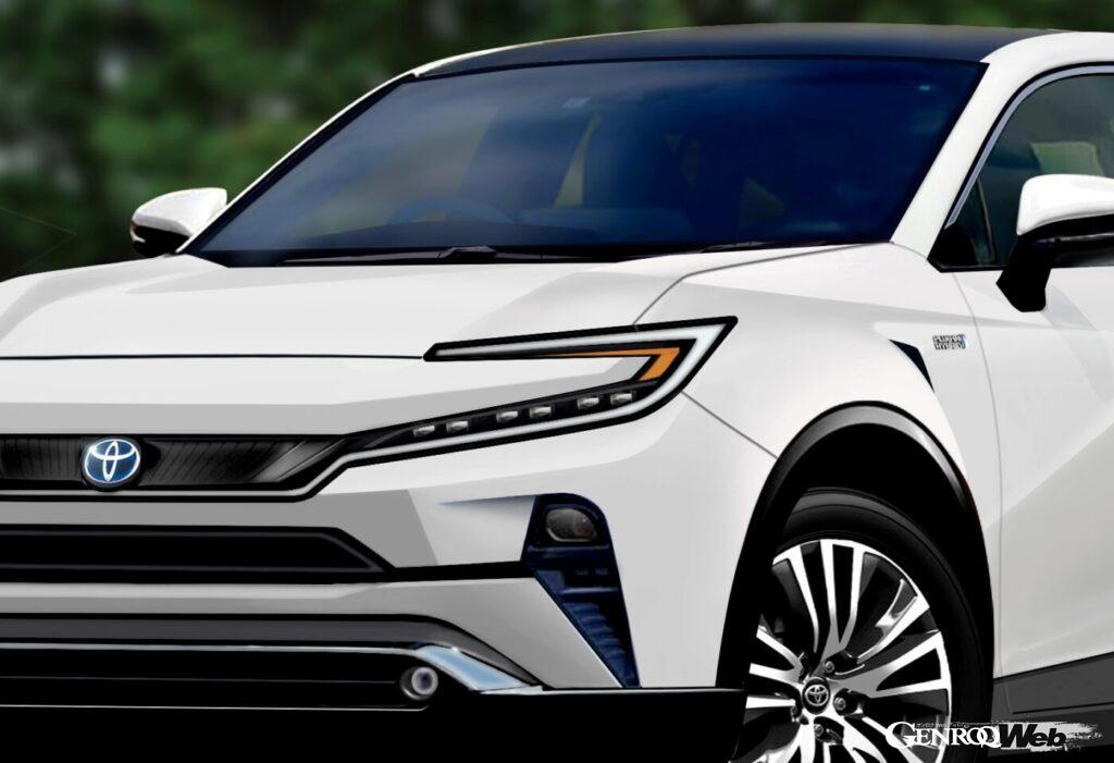 クーペスタイルの進化に加え、フロントの「ハンマーヘッド」デザインを採用すると予想する次期型ハリアー。