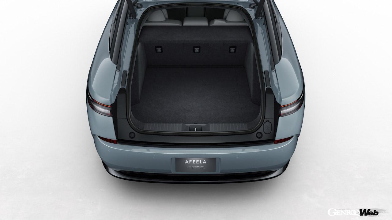 ソニー・ホンダモビリティ初の市販EV「アフィーラ 1」のラゲッジスペース。