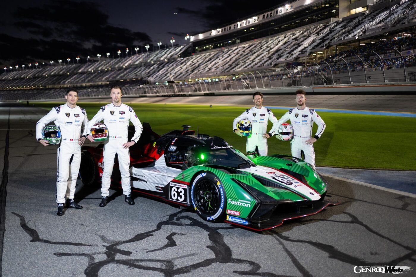 IMSAのGTPクラスに参戦するランボルギーニ SC63 63号車は、クビアトとグロージャンという元F1ドライバーを含む強力な布陣を敷いた。