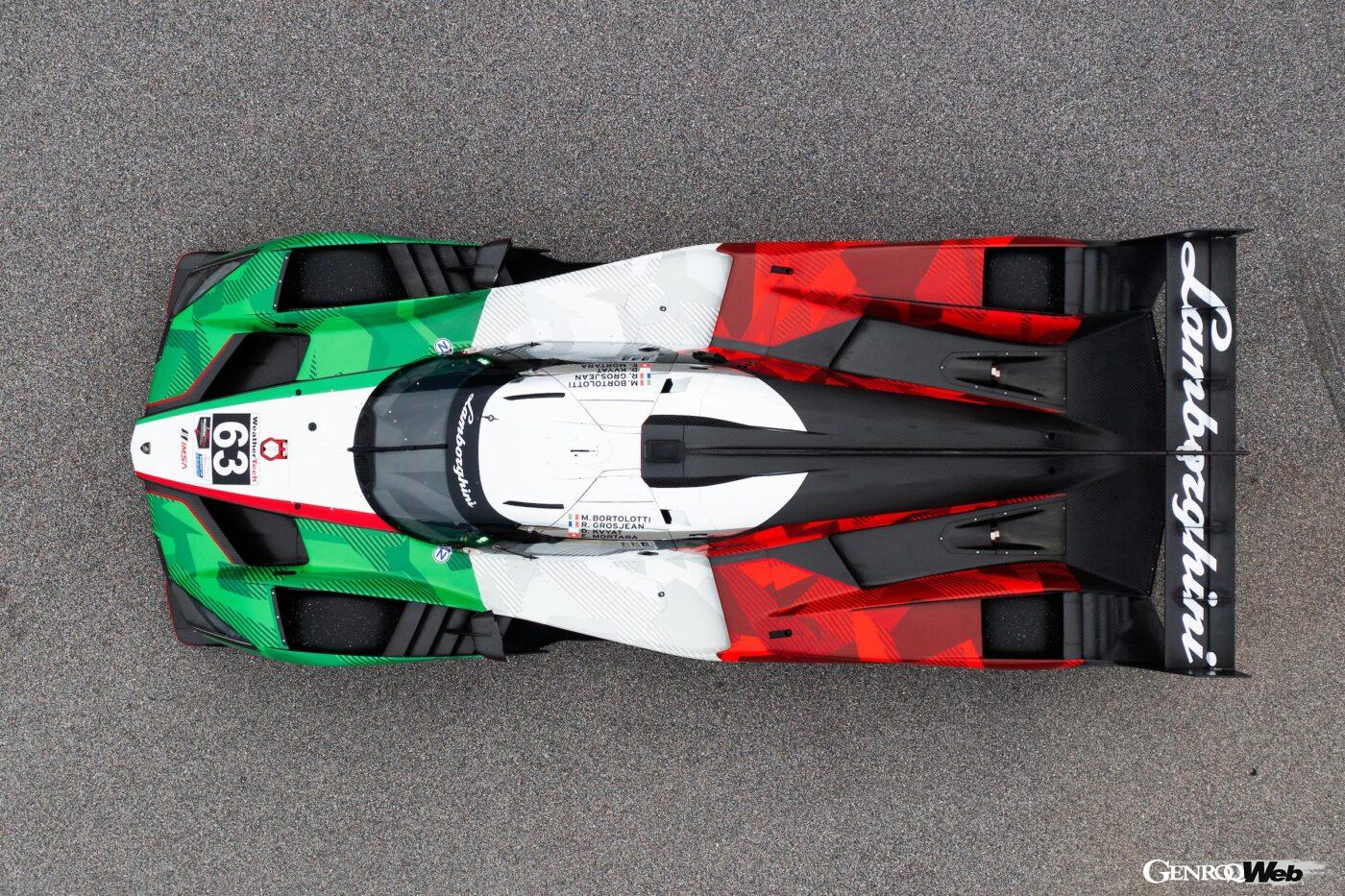 イタリア国旗イメージした新カラーリングでIMSAに参戦するランボルギーニ SC63。
