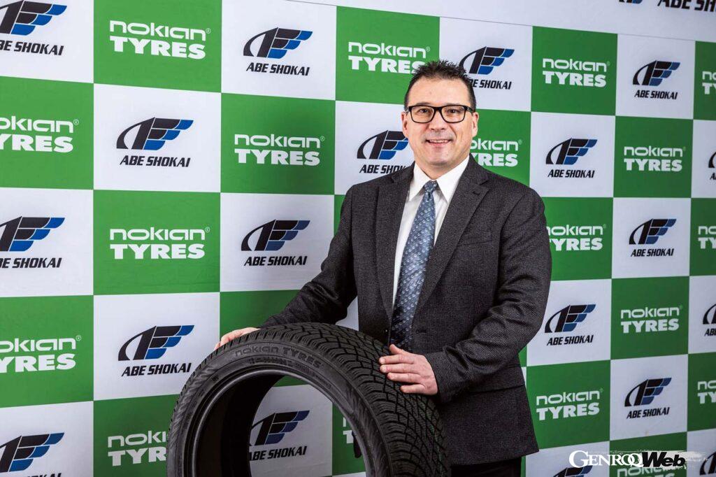 【Nokian Tyres Grobal Product Manager／Jarno Ahvenlammi】グローバルプロダクトマネジャーを務めるヤルノ・アーベンラッミ氏。開発部門での経験も10年と豊富で、その知見を活かして世界を駆け巡る。