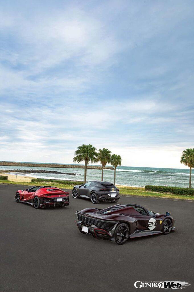ハイパーカーにも関わらず非常に運転しやすいSP3,、超刺激的なサウンドを奏でる812コンペティツィオーネA、圧巻のスーパースポーツであるプロサングエ。その個性の違いは見事だ。