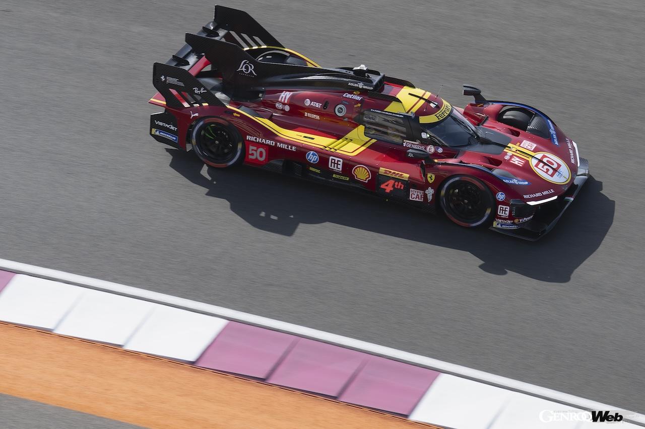 カタールのルサイル・インターナショナル・サーキットで行われた、WECプロローグテストに参加した、フェラーリ 499P 50号車。