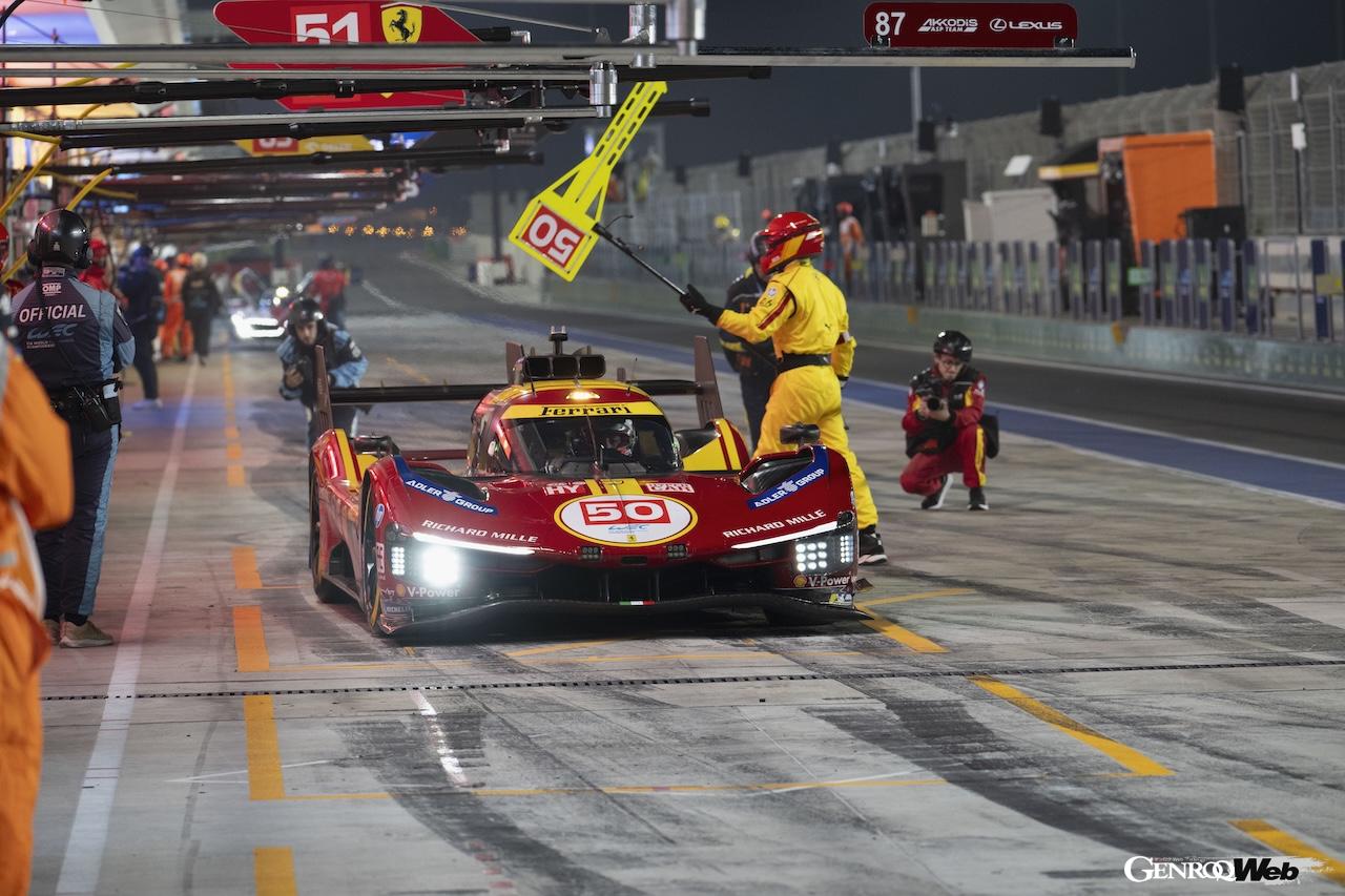 カタールのルサイル・インターナショナル・サーキットで行われた、WECプロローグテストに参加した、フェラーリ 499P 50号車。