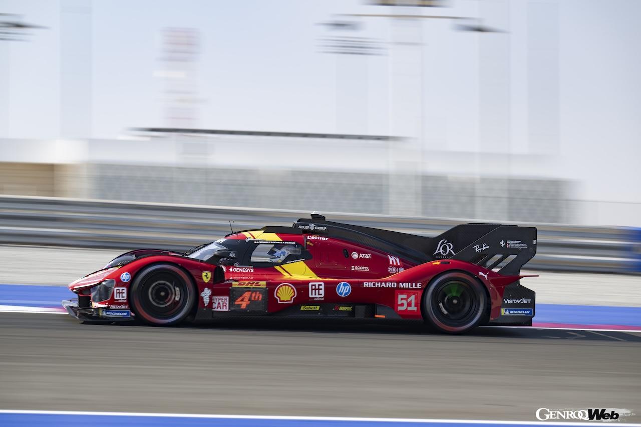 カタールのルサイル・インターナショナル・サーキットで行われた、WECプロローグテストに参加した、フェラーリ 499P 51号車。