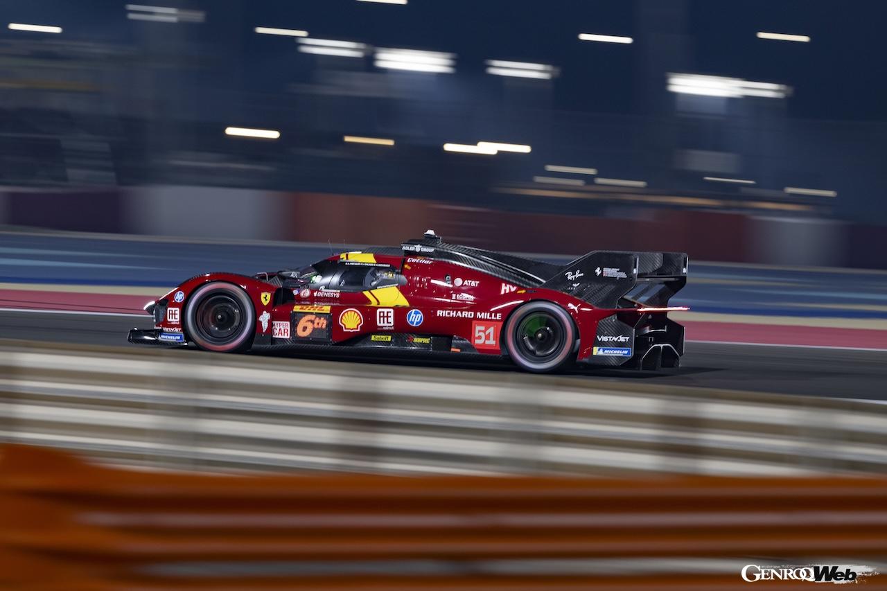 カタールのルサイル・インターナショナル・サーキットで行われた、WECプロローグテストに参加した、フェラーリ 499P 51号車。