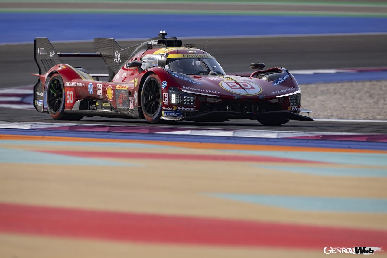 カタールのルサイル・インターナショナル・サーキットで行われた、WECプロローグテストに参加した、フェラーリ 499P 50号車。