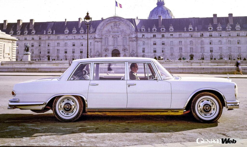 元マリア・カラスの所有で、メルセデス・ベンツ・ヘリテージが修復した1971年「600ショートホイールベース」。冒頭写真の1955年「300SL」とともに、販売を前提に展示された。(photo:Mercedes-Benz Heritage)