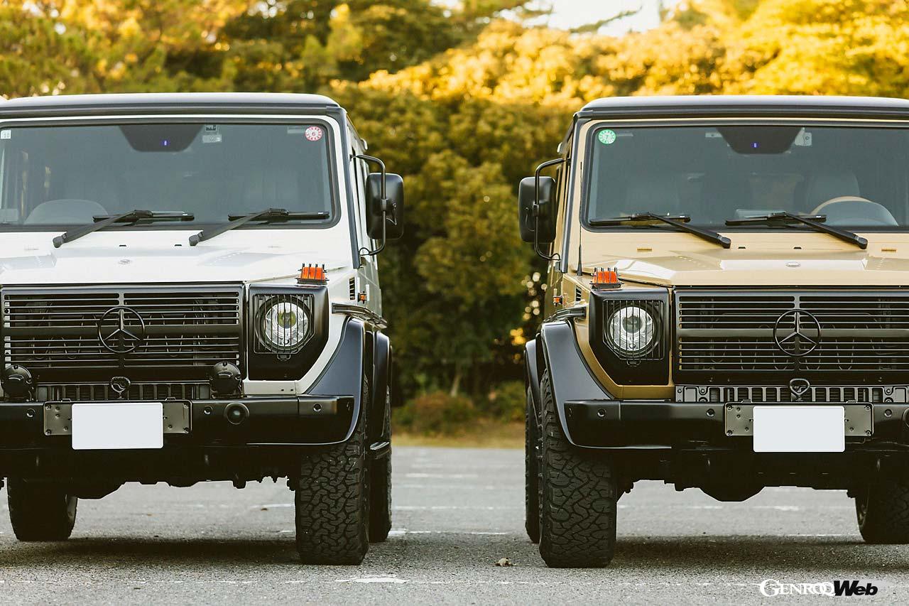 ヘッドライトシュラウドやフェンダーなどはメルセデスオリジナルのMMND Ver.01。ホイールはBLS16。LT265/75R16のBFグッドリッチ・オールテレーンT/A KO2がその雰囲気に合う。