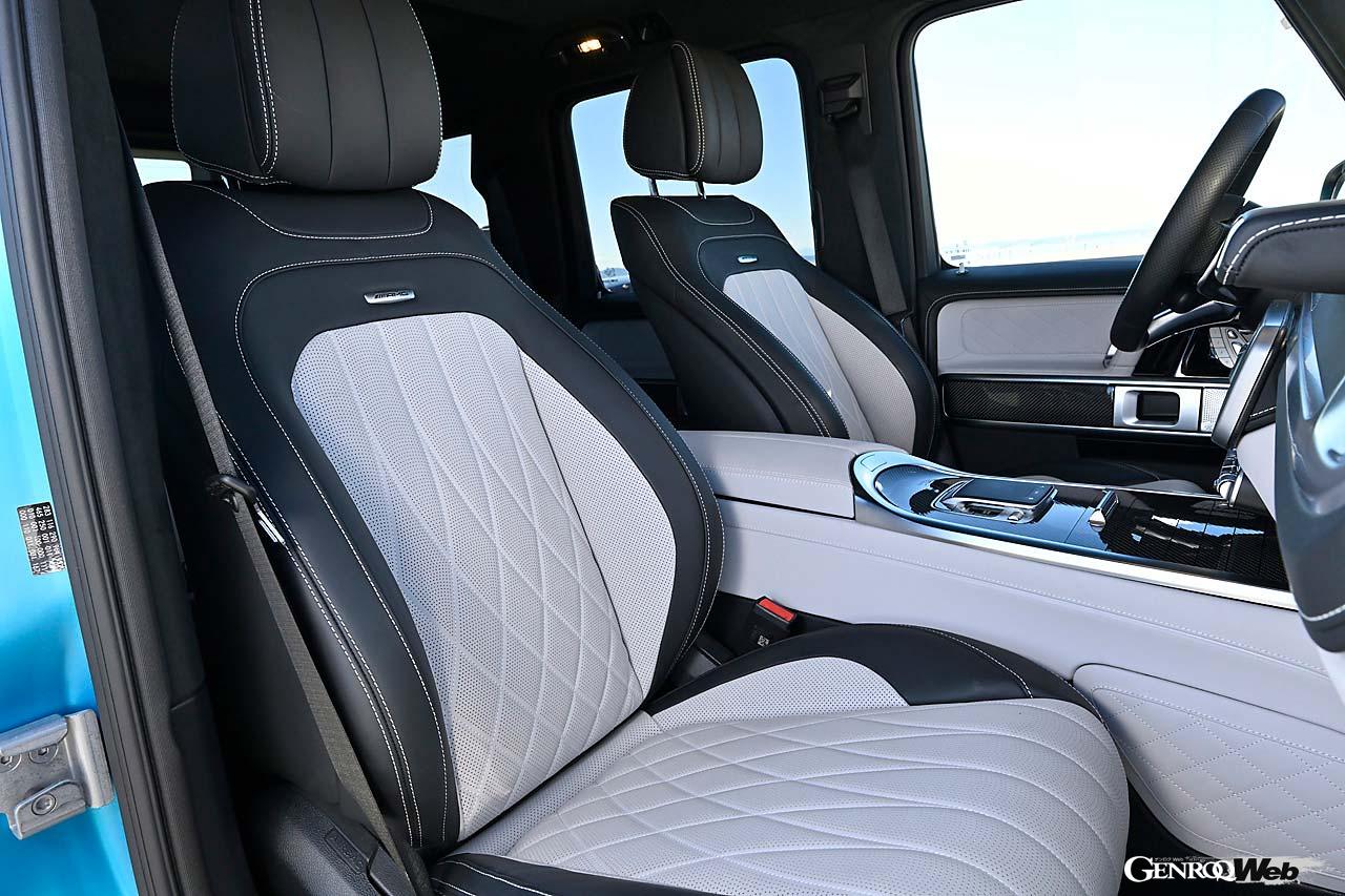 試乗車は昨年のマイナーチェンジ時に発表された導入記念の豪華仕様「ローンチエディション」で、ダイヤモンドステッチのナッパレザーシートやカーボンパネルなどが標準装備される。AMGパフォーマンスステアリングも最新デザインのものにアップデート。